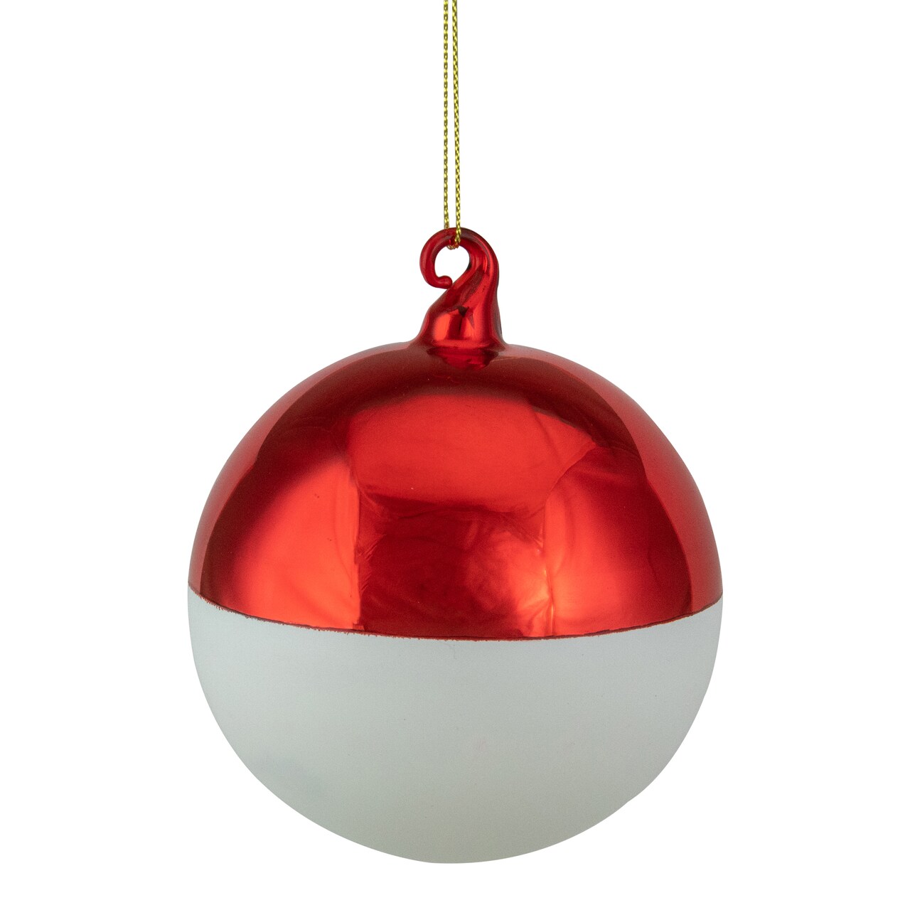 Northlight Shiny and Matte Christmas Glass Ball Ornament - 3.5" - Red and White